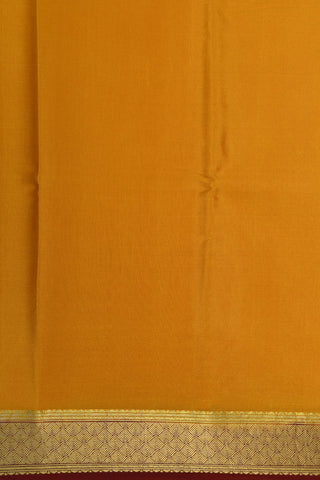Contrast Vanki Zari Border In Plain Mango Yellow Mysore Silk Saree