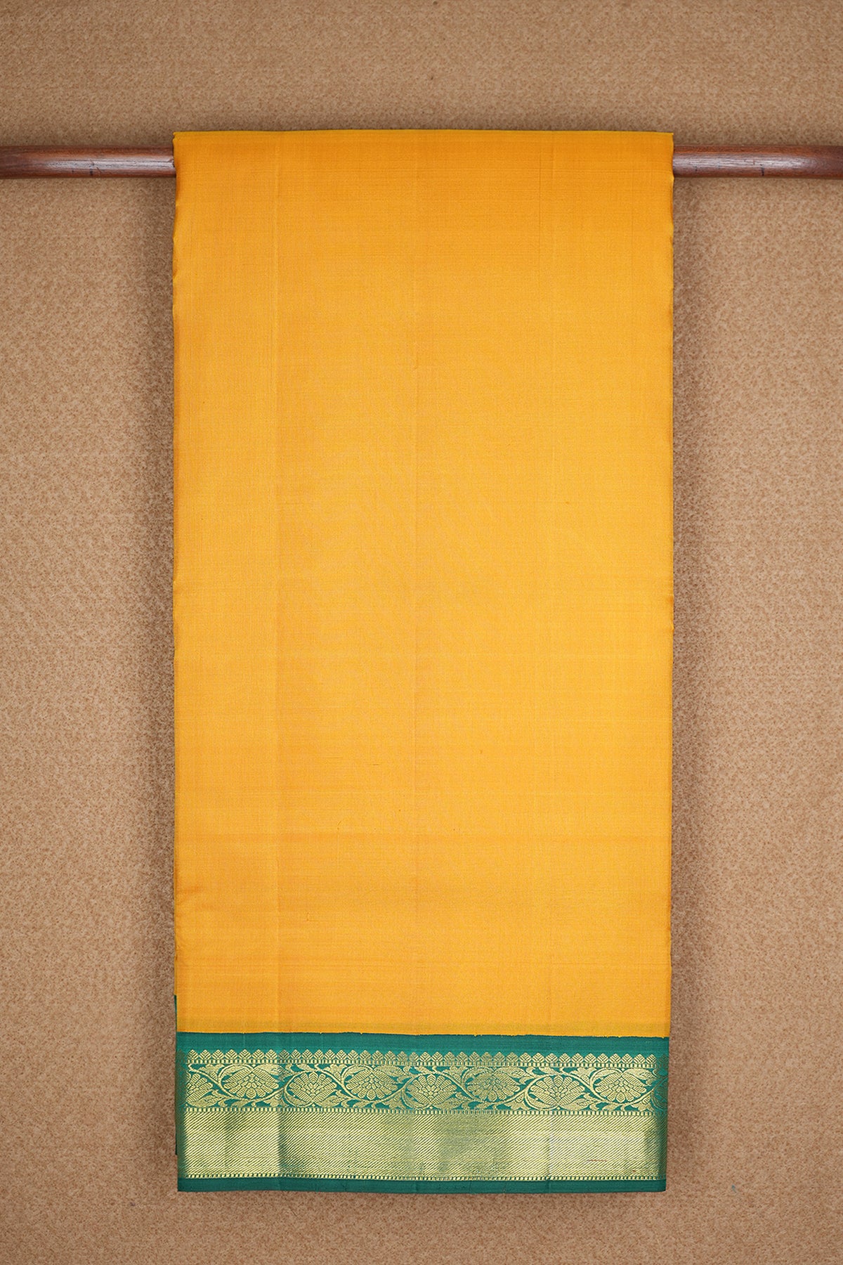 Contrast Border Honey Yellow Kanchipuram Nine Yards Silk Saree