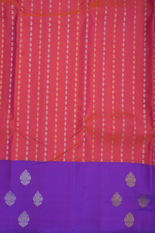 Contrast Zari Border Hot Pink Kanchipuram Silk Saree