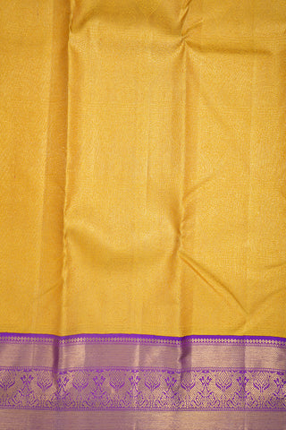 Contrast Zari Border In Brocade Royal Yellow Kanchipuram Silk Saree