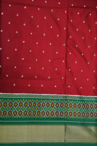 Contrast Zari Border In Buttis Maroon Pochampally Silk Saree