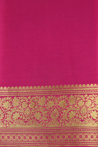 Contrast Zari Border In Buttis Violet Mysore Silk Saree