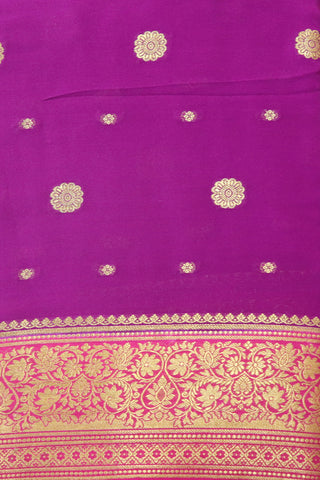 Contrast Zari Border In Buttis Violet Mysore Silk Saree