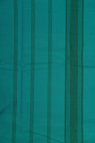 Contrast Zari Border In Plain Cerulean Blue Chettinad Cotton Saree