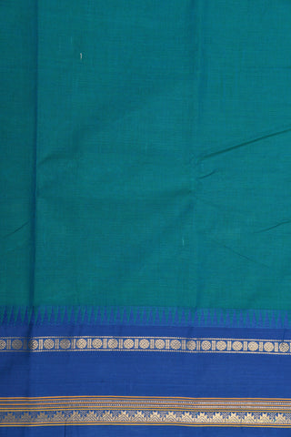 Contrast Zari Border In Plain Cerulean Blue Chettinad Cotton Saree