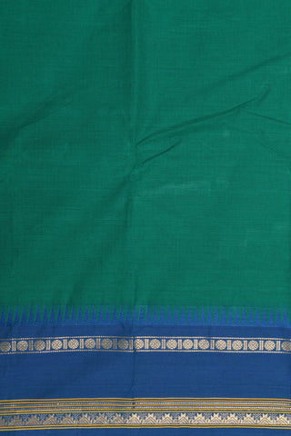 Contrast Zari Border In Plain Green Chettinad Cotton Saree