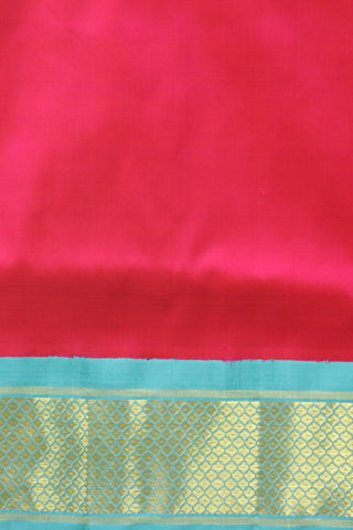 Contrast Zari Border In Plain Magenta Pink Nine Yards Kanchipuram Silk Saree