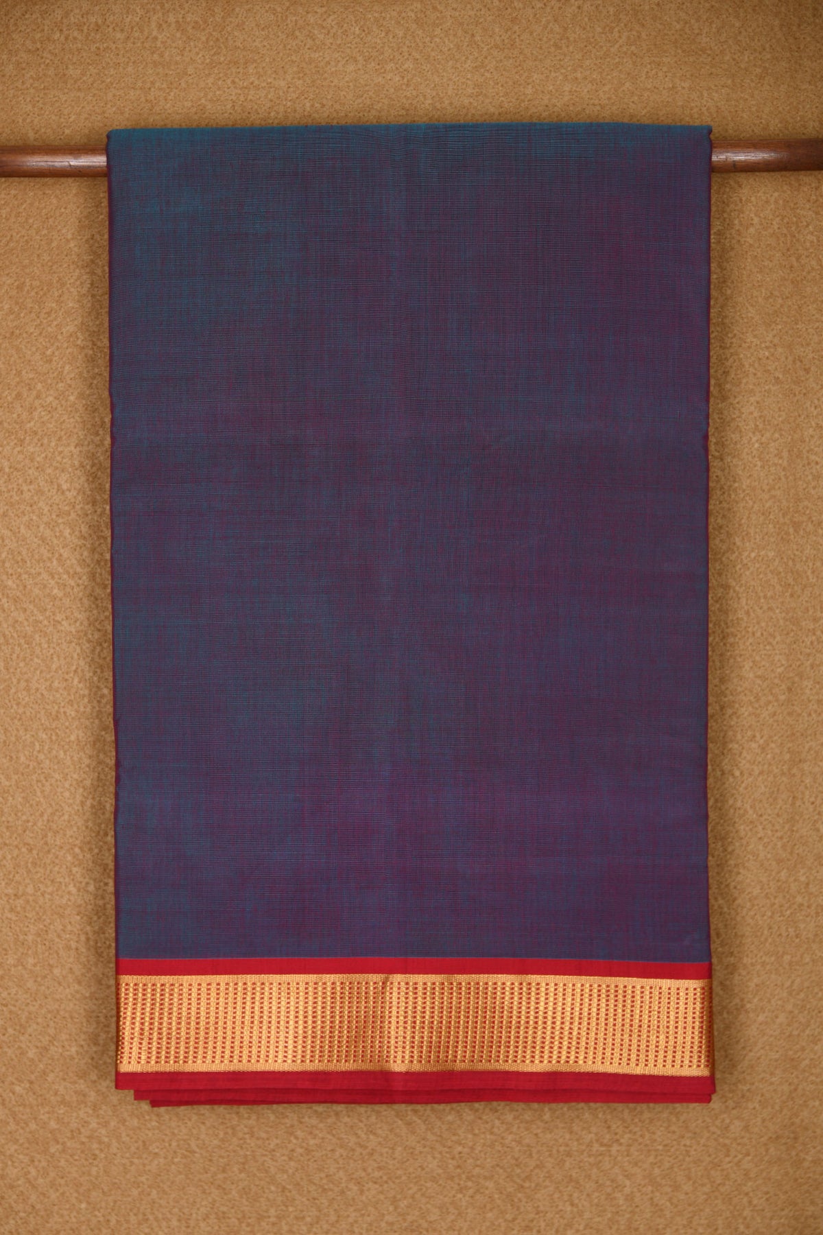 Contrast Zari Border In Plain Manthulir Color Nine Yards Silk Cotton Saree