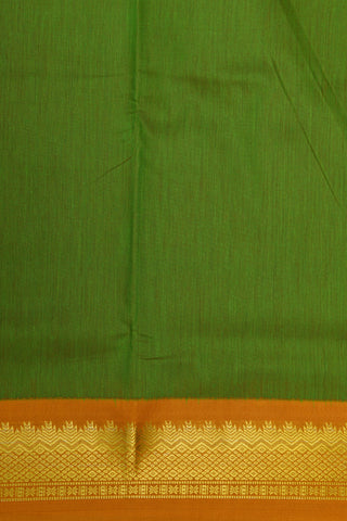Contrast Zari Border In Plain Parrot Green Apoorva Nine Yards Cotton Saree