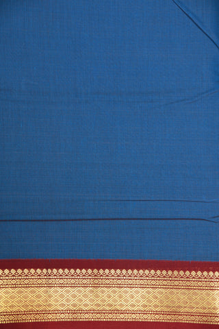 Contrast Zari Border In Plain Peacock Blue Apoorva Nine Yards Cotton Saree