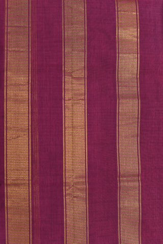 Contrast Zari Border In Plain Purple Nine Yards Silk Cotton Saree