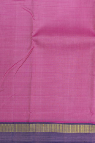 Contrast Zari Border In Plain Rose Pink Kanchipuram Silk Saree