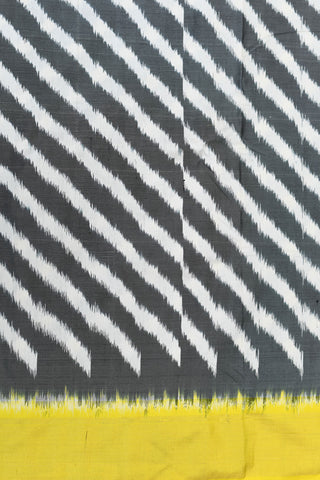 Contrast Zari Border In Stripes Grey Pochampally Silk Saree