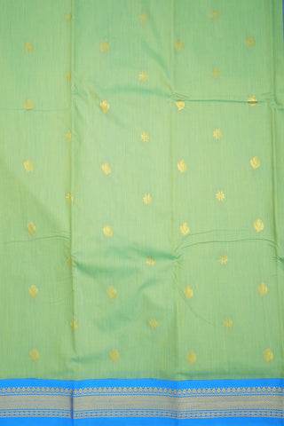 Contrast Zari Border Light Green Apoorva Semi Silk Saree