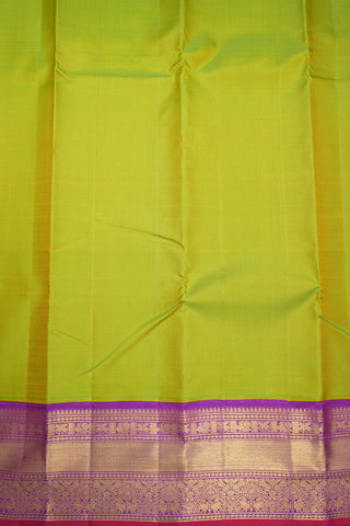 Contrast Zari Border Lime Green Kanchipuram Silk Saree