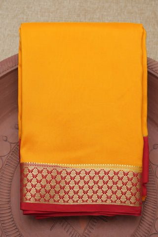 Contrast Zari Border Plain Mango Yellow Mysore Silk Saree