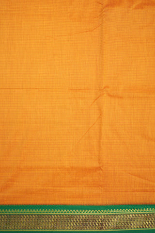 Contrast Zari Border Ochre Orange Kalyani Cotton Saree