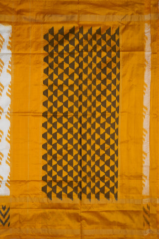 Contrast Zari Border Ivory Pochampally Silk Saree