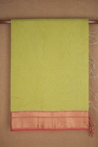 Contrast Zari Border Pastel Green Maheswari Silk Cotton