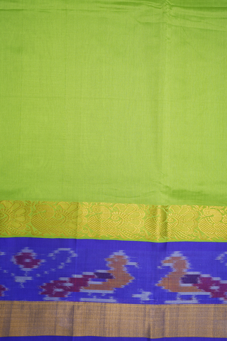 Contrast Zari Border Plain Pear Green Silk Cotton Saree