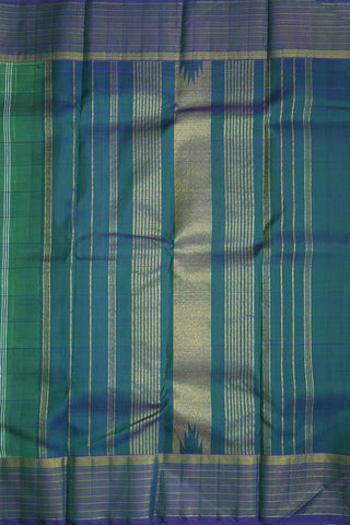 Contrast Zari Border Pistachio Green Linen Kanchipuram Silk Saree
