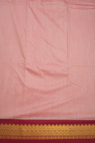 Contrast Zari Border Plain Baby Pink Apoorva Semi Silk Saree