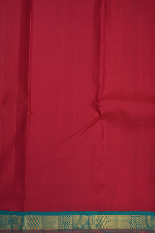 Contrast Zari Border Plain Crimson Red Kanchipuram Silk Saree