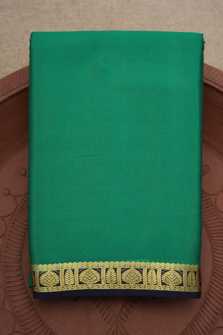Contrast Zari Border Plain Emerald Green Mysore Silk Saree
