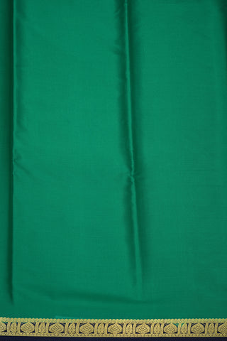 Contrast Zari Border Plain Emerald Green Mysore Silk Saree