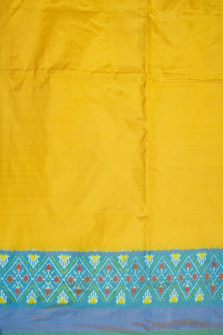 Contrast Zari Border Plain Mustard Yellow Pochampally Silk Saree