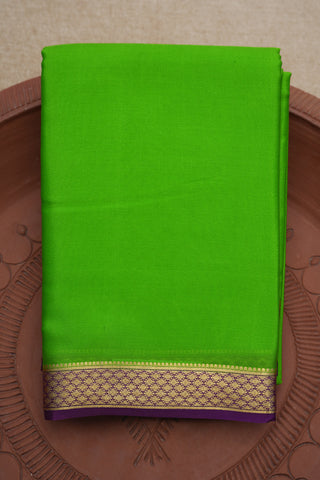 Contrast Zari Border Plain Parrot Green Mysore Silk Saree