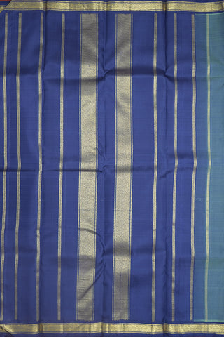 Contrast Zari Border Plain Pigeon Blue Kanchipuram Silk Saree