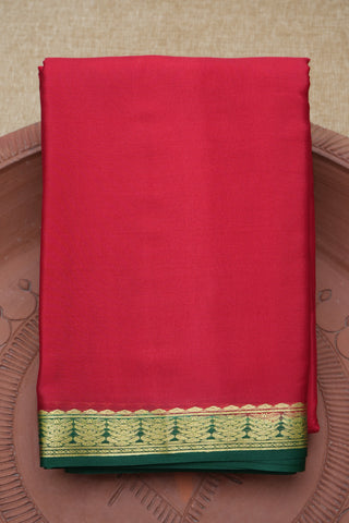 Contrast Zari Border Plain Scarlet Red Mysore Silk Saree