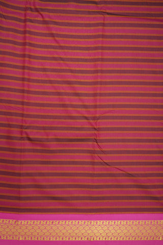 Contrast Zari Border Punch Pink And Rose Brown Apoorva Semi Silk Saree