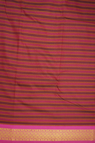 Contrast Zari Border Punch Pink And Rose Brown Apoorva Semi Silk Saree
