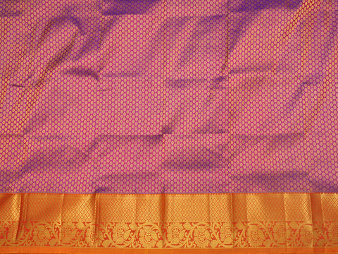 Contrast Zari Border With Allover Polka Dots Purple Rose Pavadai Sattai Material