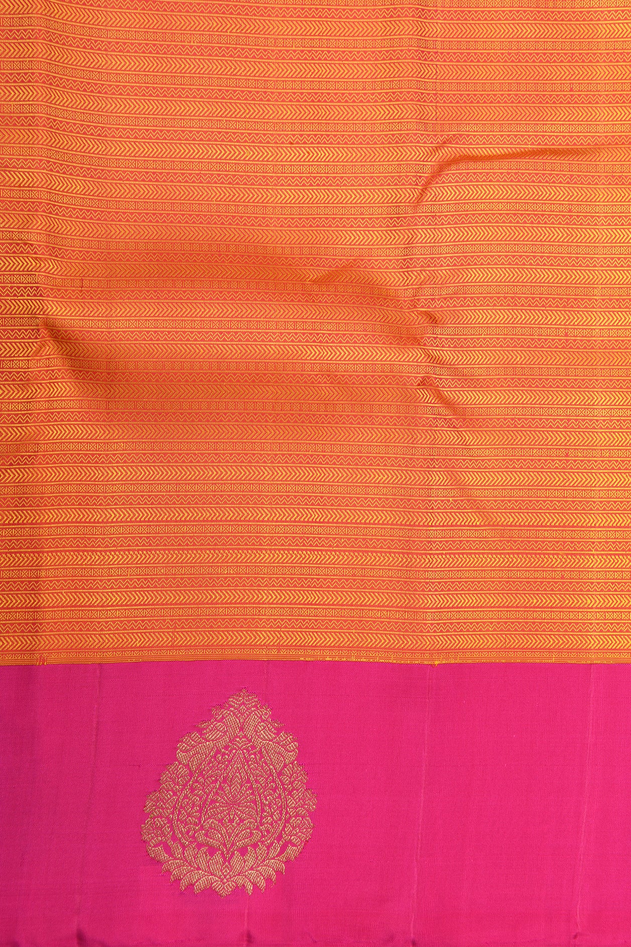Contrast Zari Border With Allover Thread Work Design Orange Kanchipuram Silk Saree
