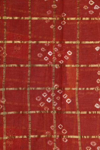 Contrast Zari Border With Checks And Embroidered Black Batik Printed Ahmedabad Cotton Saree