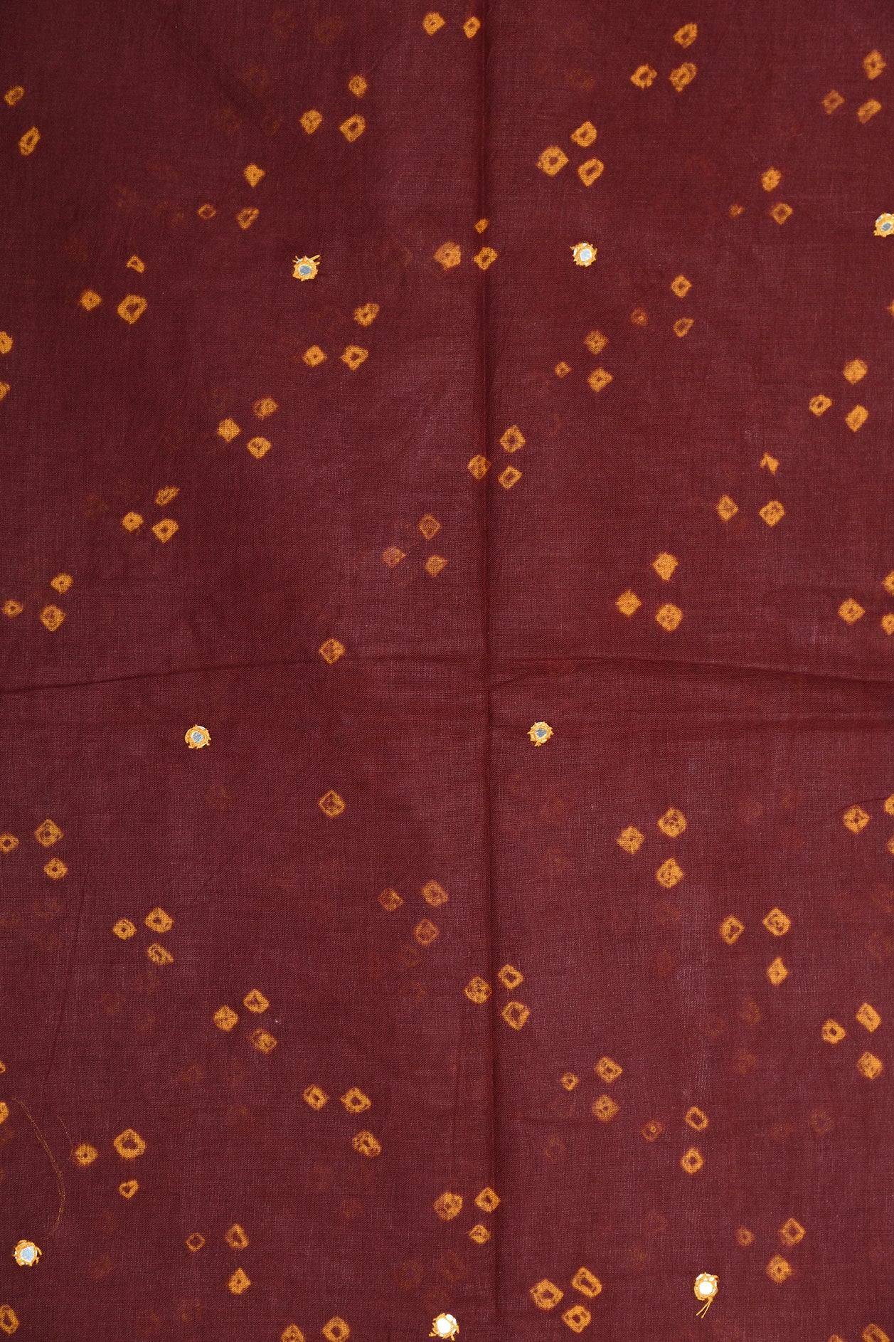 Contrast Zari Border With Embroidered Ochre Orange Batik Printed Ahmedabad Cotton Saree