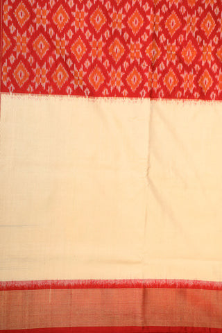 Contrast Zari Border With Ikat Design Tricolor Pochampally Silk Saree