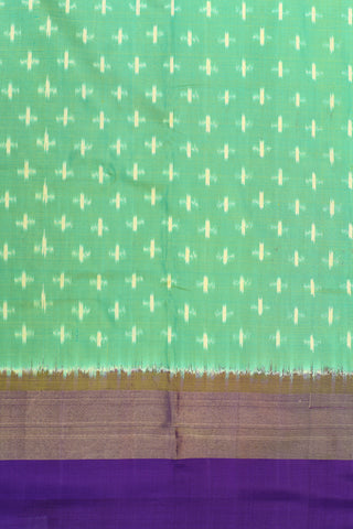 Contrast Zari Border With Ikat Design Mint Green Pochampally Silk Saree