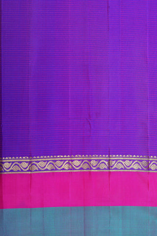 Contrast Zari Border In Stripes Purple Kanchipuram Silk Saree