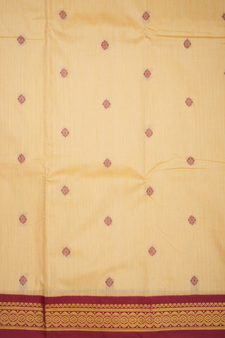 Contrast Zari Border Yellowish Beige Apoorva Semi Silk Saree