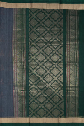 Copper And Gold Zari Motifs Grey Kora Handloom Silk Cotton Saree