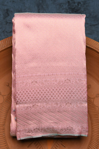 Copper Zari Big Border In Brocade Onion Pink Kanchipuram Silk Saree