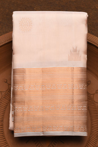 Traditional Border With Copper Zari Buttas Pastel Pink Kanchipuram Silk Saree