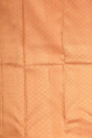 Copper Zari Border With Floral Butta Peach Orange Kanchipuram Silk Saree