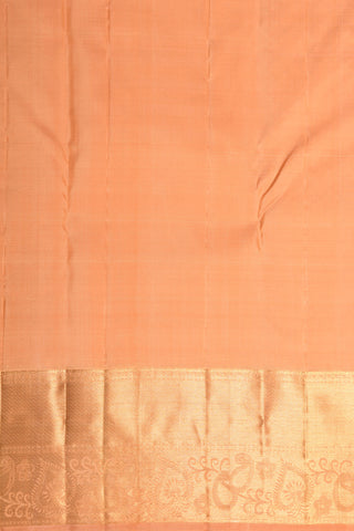 Copper Zari Border With Floral Butta Peach Orange Kanchipuram Silk Saree