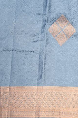 Copper Zari Border With Geometric Design Grey Kanchipuram Silk Saree
