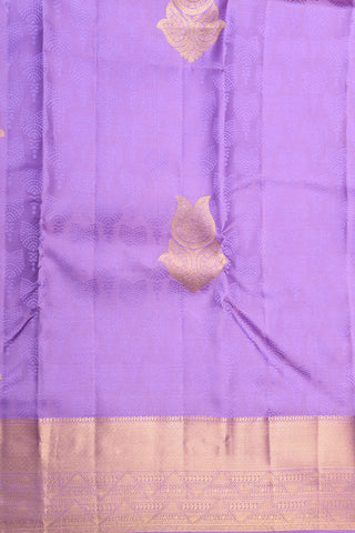 Copper Zari Border With Traditional Butta Lavender Kanchipuram Silk Saree